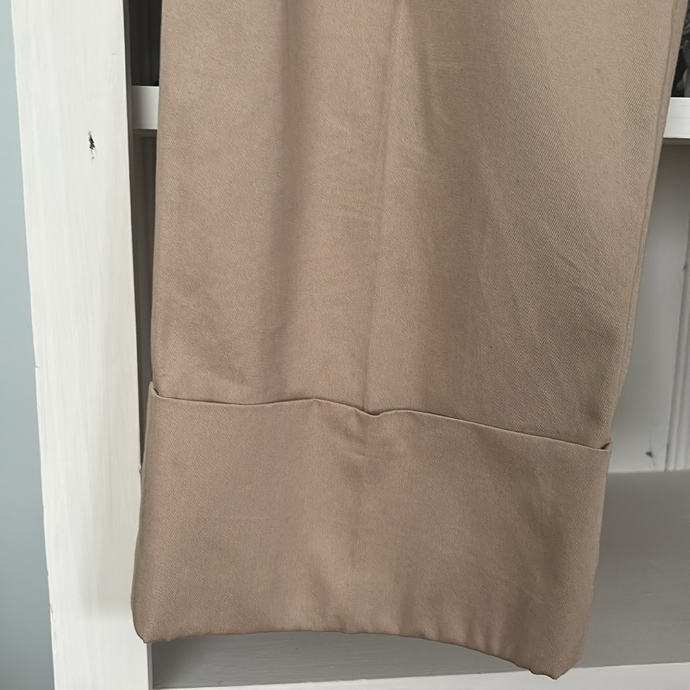 Club Monaco 100% Cotton Cuffed Chino Pants Tan High Rise Minimalist Size 2 - Picture 7 of 10